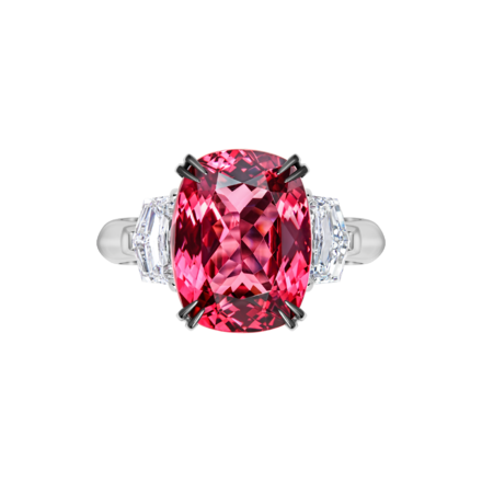 Кольцо со шпинелью и бриллиантами, белое золото 2