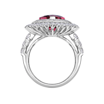 Кольцо с турмалином рубеллитом и бриллинтами, белое золото 3