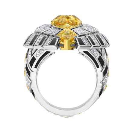 Кольцо с желтыми сапфирами и бриллиантами, белое золото 3
