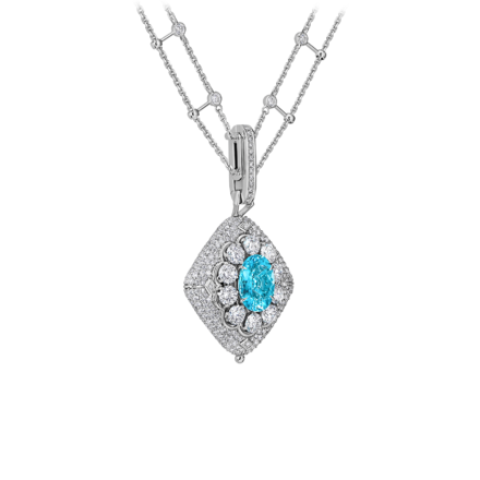 Подвес с турмалином параиба и бриллиантами, белое золото 2