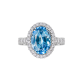Кольцо с аквамаринами и бриллиантами, белое золото