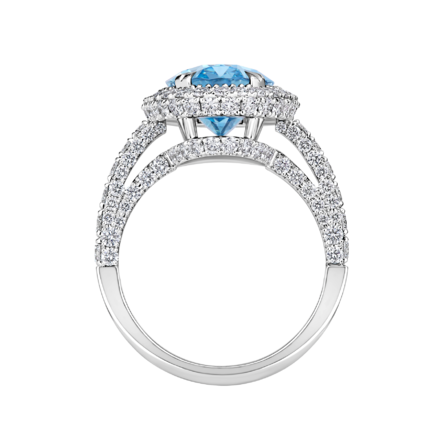 Кольцо с аквамаринами и бриллиантами, белое золото 3