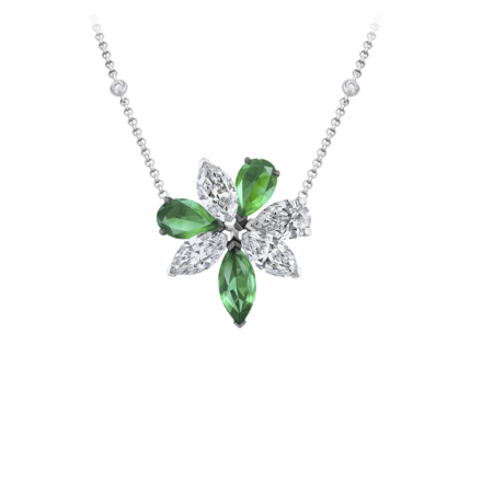 Колье с изумрудами и бриллиантами, белое золото 1