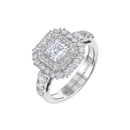 Кольцо с бриллиантами, белое золото 1