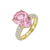 Кольцо с морганитом и бриллиантами, жёлтое золото