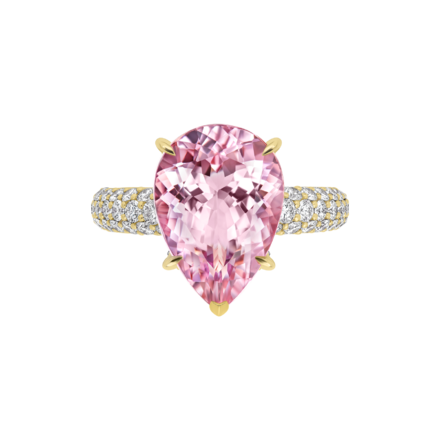 Кольцо с морганитом и бриллиантами, жёлтое золото 2