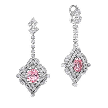 Серьги с морганитами и бриллиантами, белое золото 1