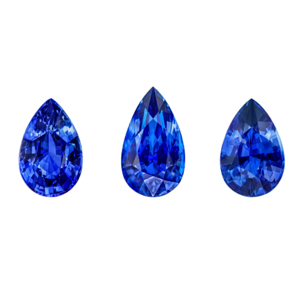 Сет из трех сапфиров, Royal Blue, Sri lanka, Груша, 4,18 ct, 4,1 ct и 6,81 ct 1