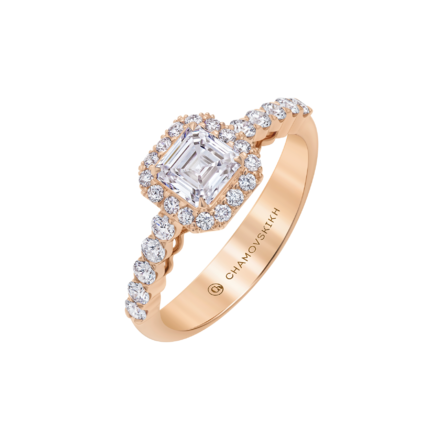 Кольцо с бриллиантами, розовое золото 1