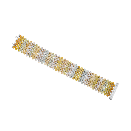 Браслет с бриллиантами, белое, желтое и розовое золото 1
