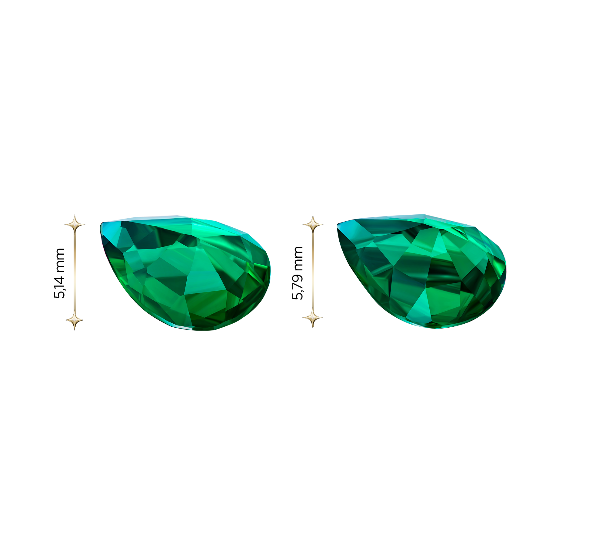 Сет из двух изумрудов ZAMBIA, Груша, 3,4ct /3,53ct