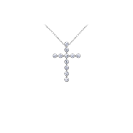 Крест с бриллиантами, белое золото 1