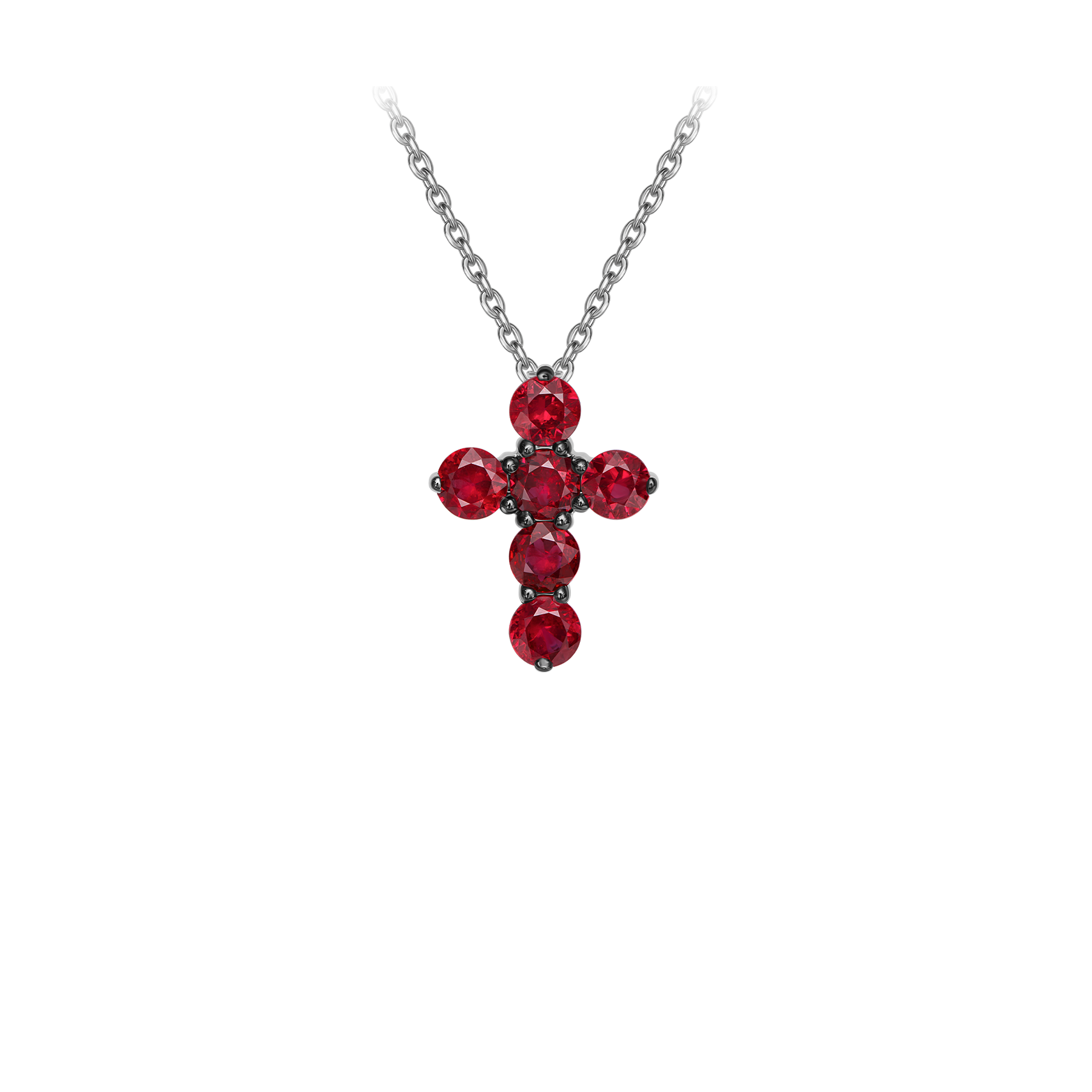 Колье с рубинами, белое золото