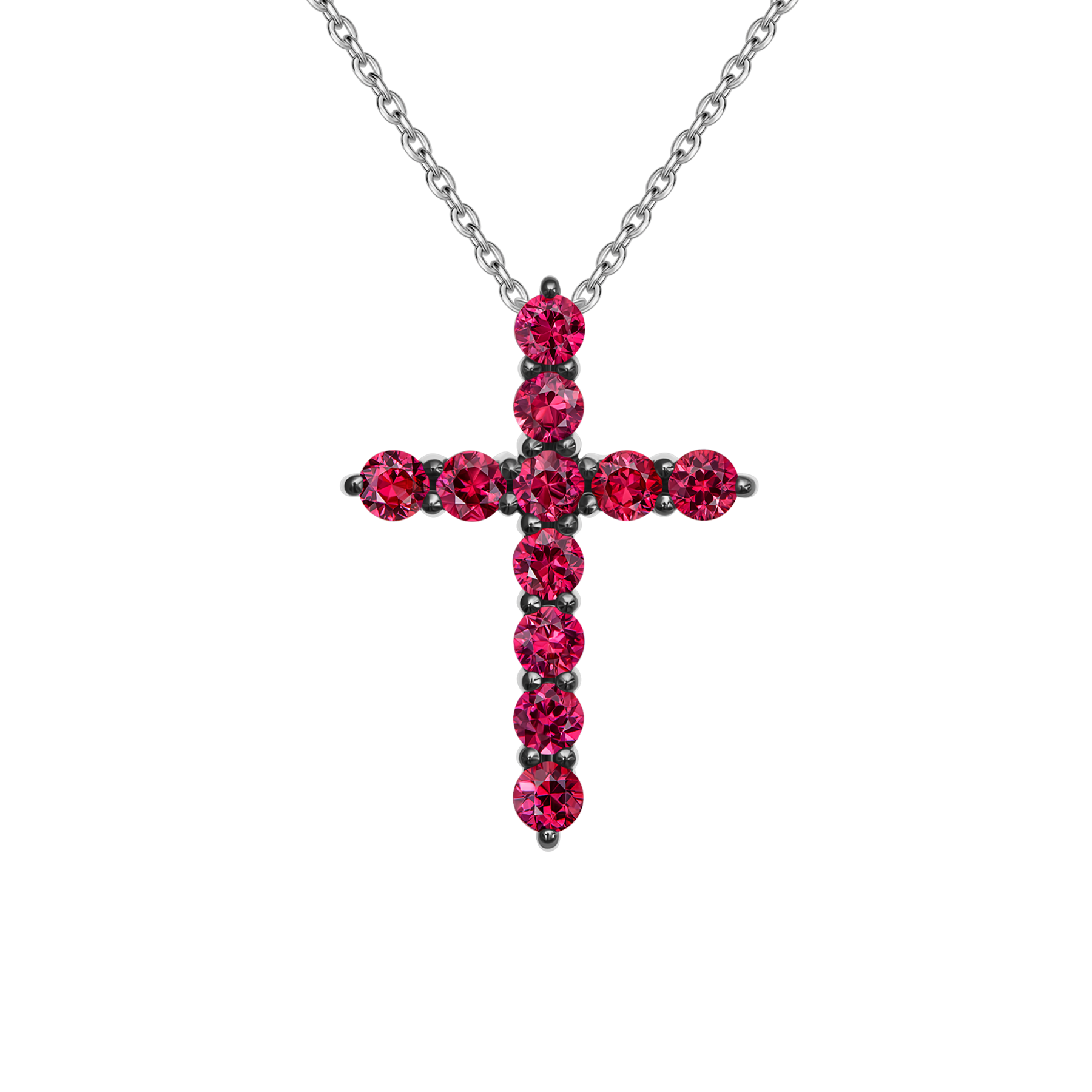 Колье с рубинами и бриллиантом, белое золото