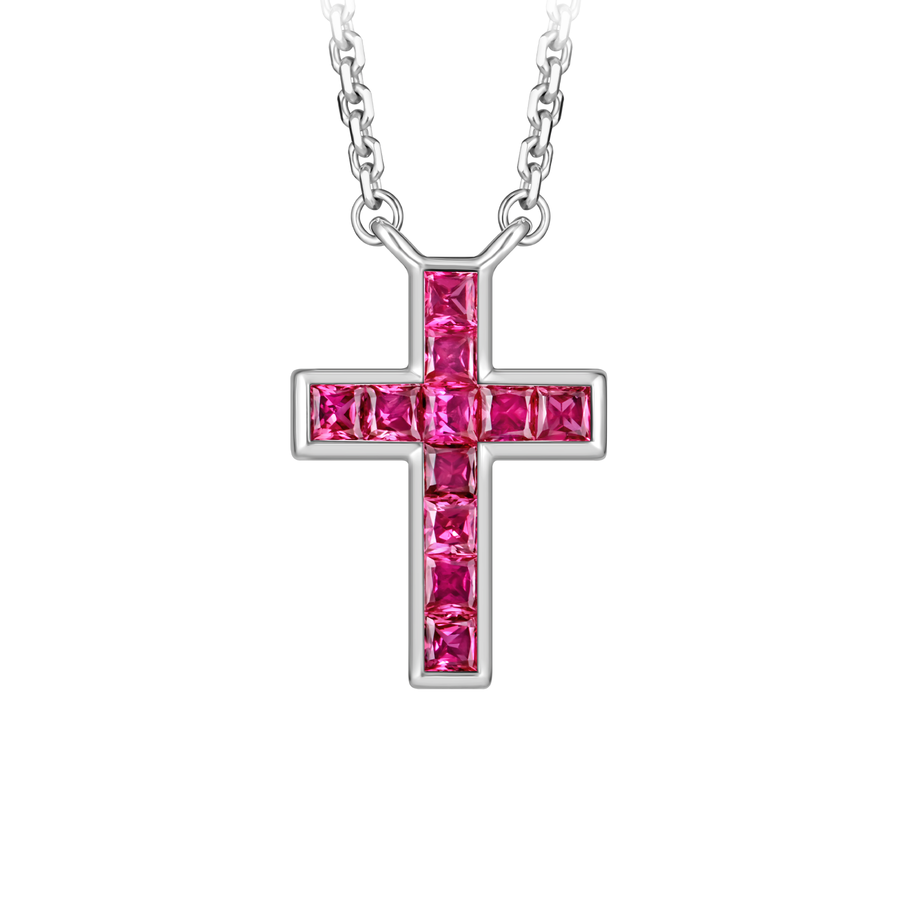 Колье-подвес с рубинами, белое золото