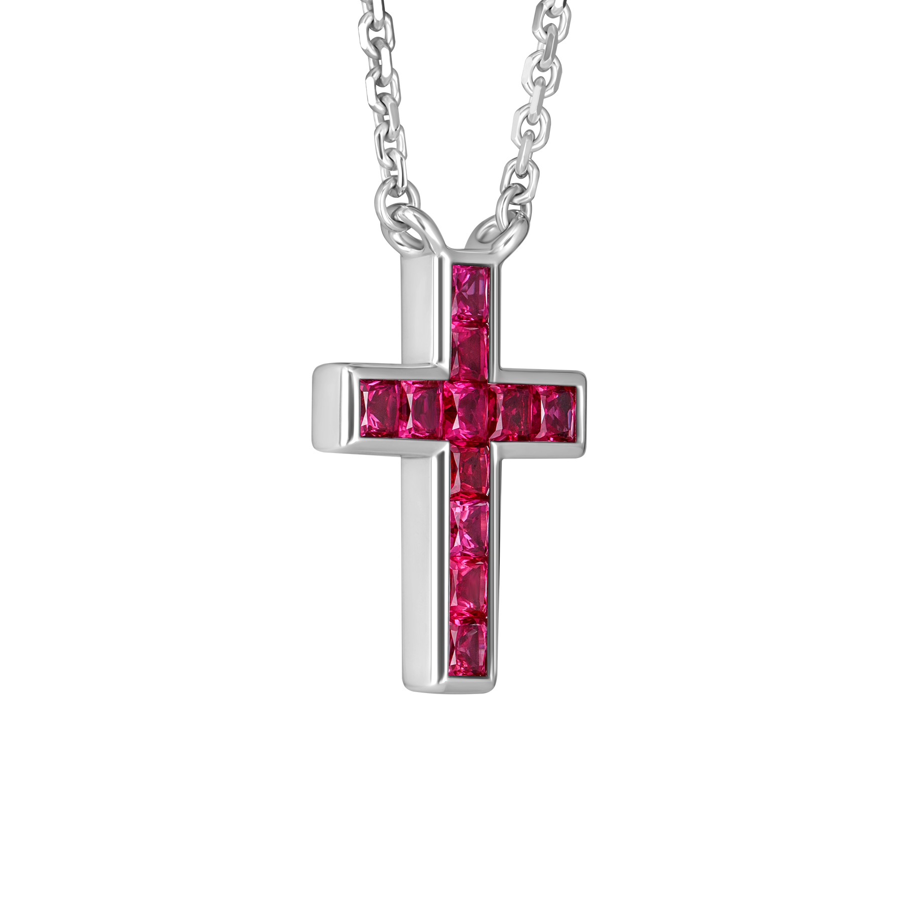 Колье-подвес с рубинами, белое золото