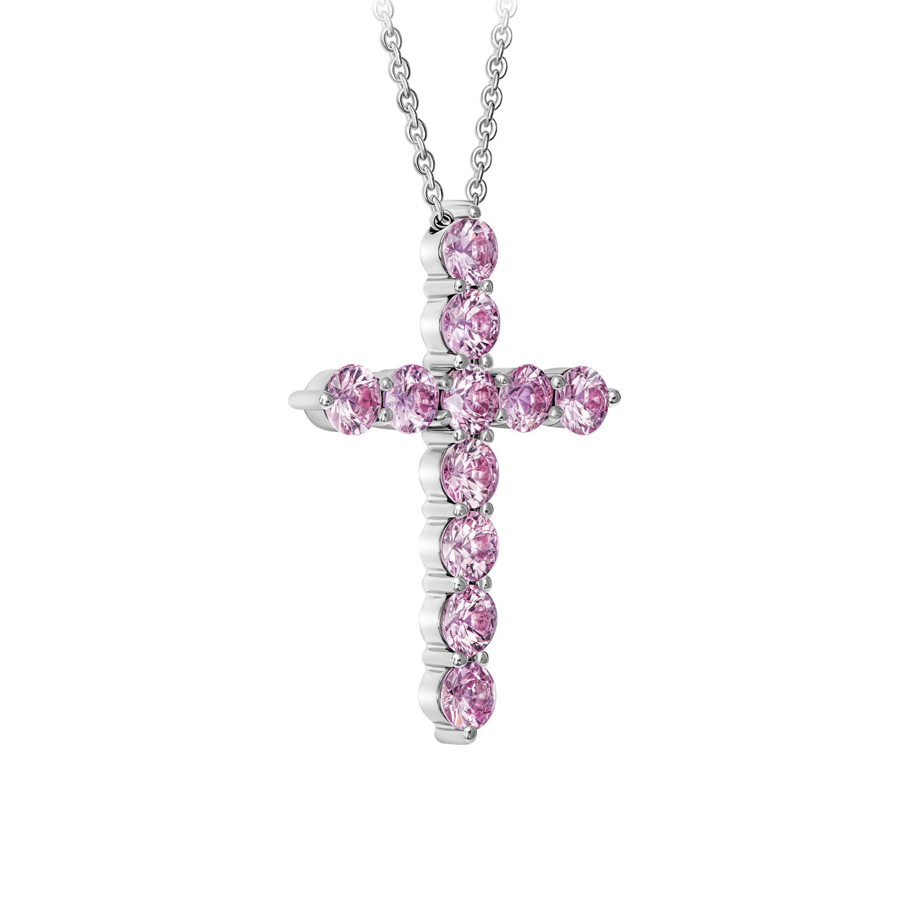Колье с розовыми сапфирами, белое золото