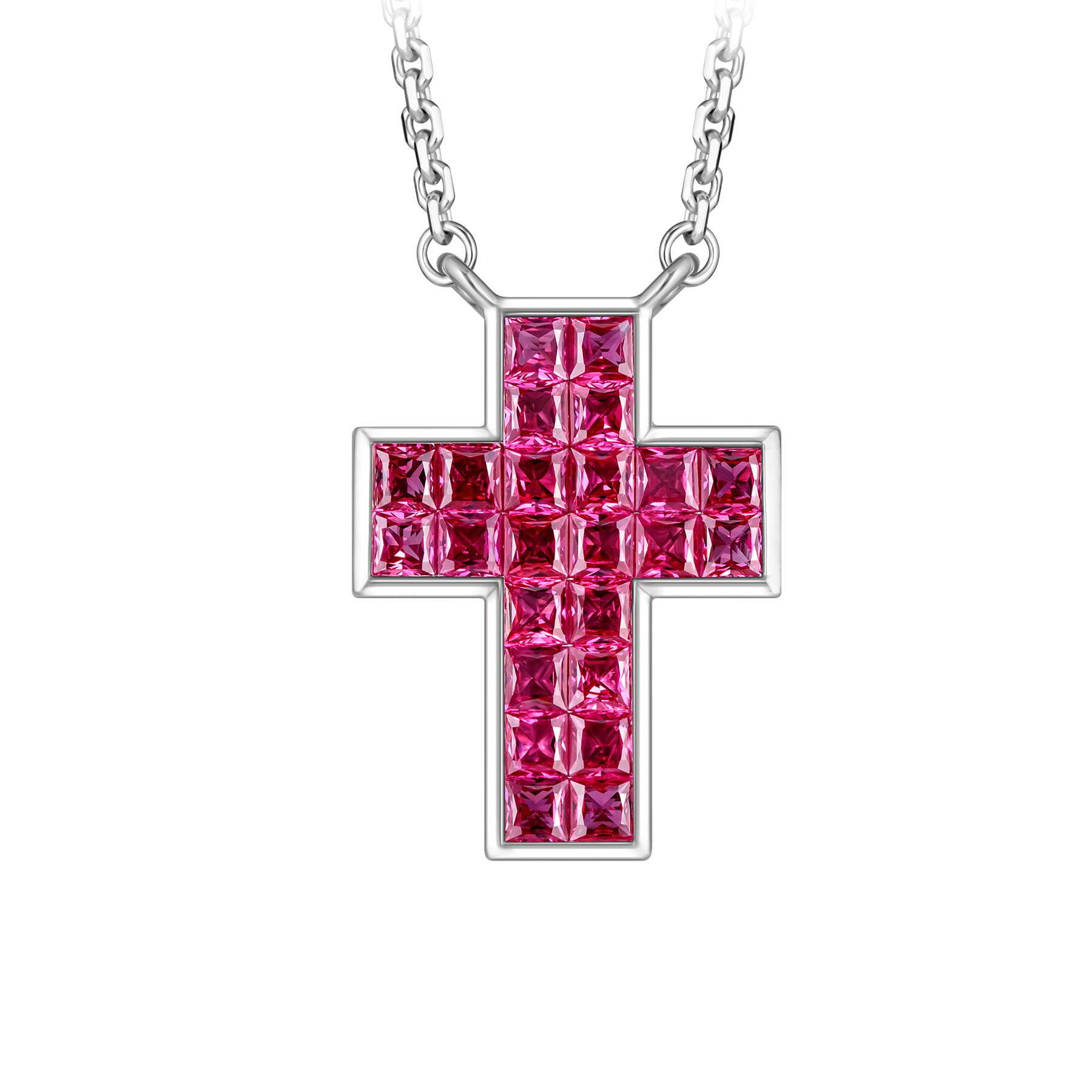 Колье-подвес с рубинами, белое золото