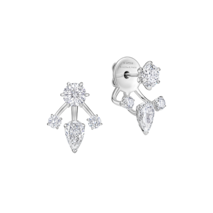 Пусеты - джекеты с бриллиантами, белое золото 2