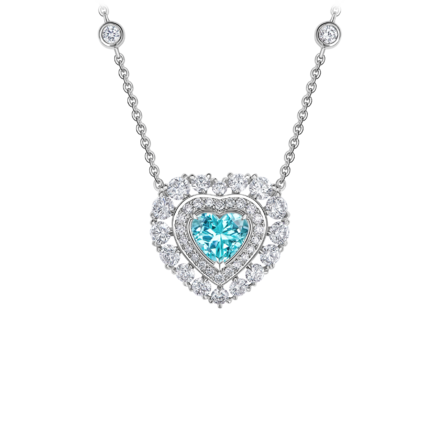 Колье с турмалином параиба и бриллиантами, белое золото 1