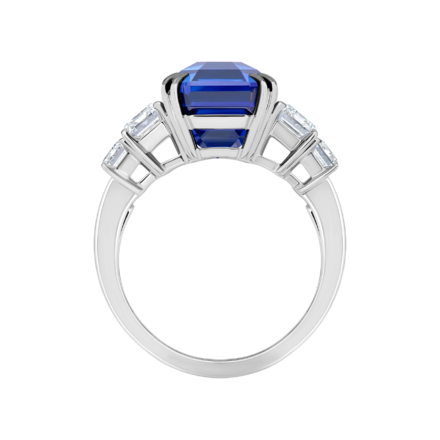 Кольцо с сапфиром и бриллиантами, белое золото 2