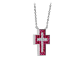 Колье с рубинами и бриллиантами, белое золото