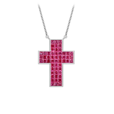 Колье с рубинами, белое золото 1