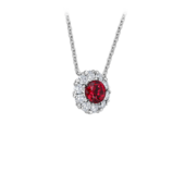 Колье с рубином и бриллиантами, белое золото