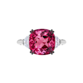 Кольцо с турмалином рубеллитом и бриллиантами, белое золото