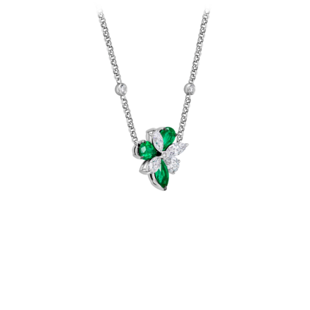 Колье с изумрудами и бриллиантами, белое золото 2