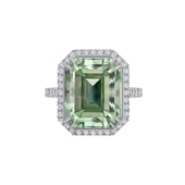 Кольцо с бериллом и бриллиантами, белое золото