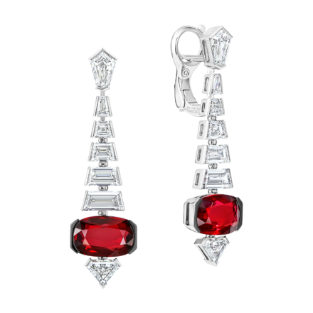 Серьги с рубинами и бриллиантами, белое золото 1