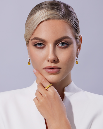 Кольцо с желтыми бриллиантами, желтое золото 4