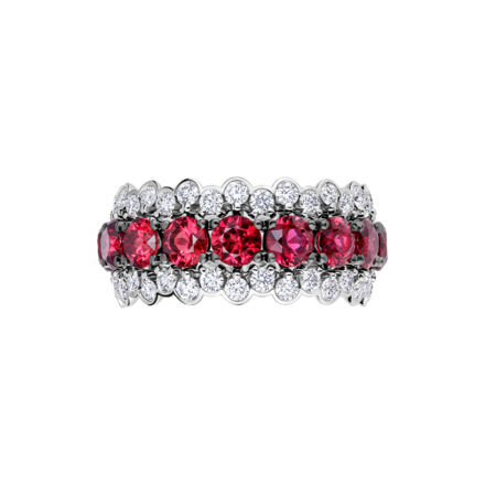 Кольцо с рубинами и бриллиантами, белое золото 2