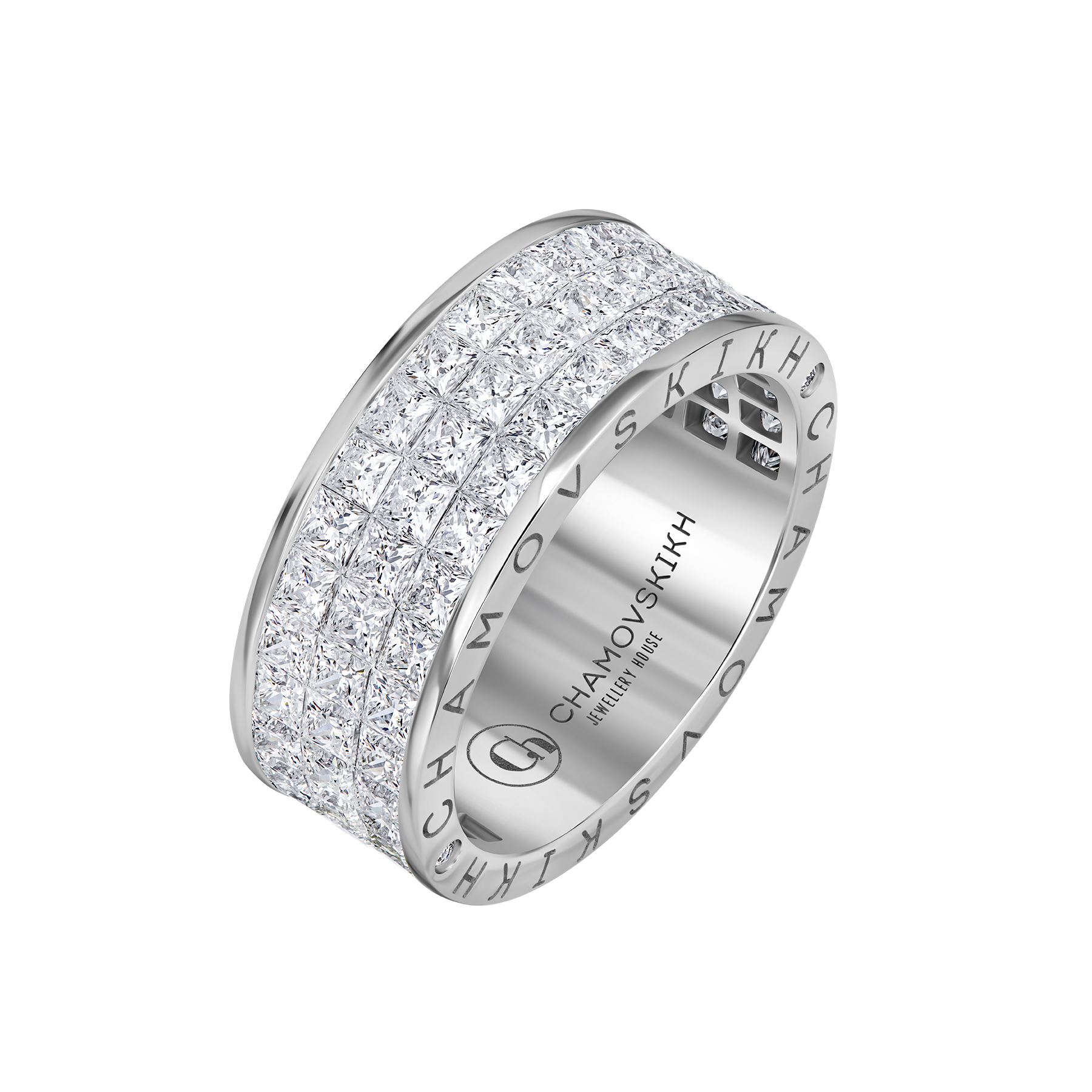 Кольцо с бриллиантами, белое золото