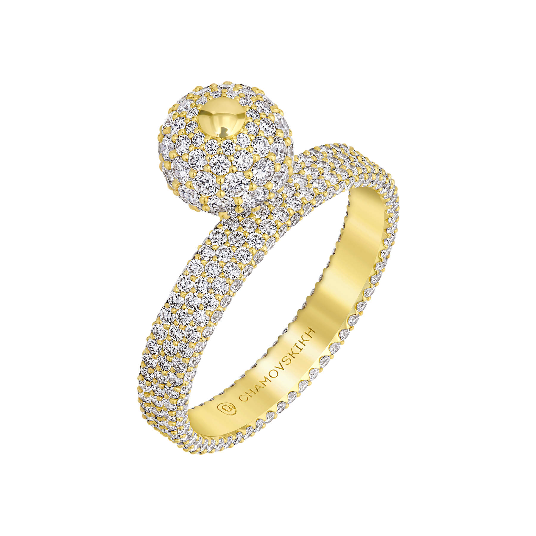 Кольцо с бриллиантами, желтое золото