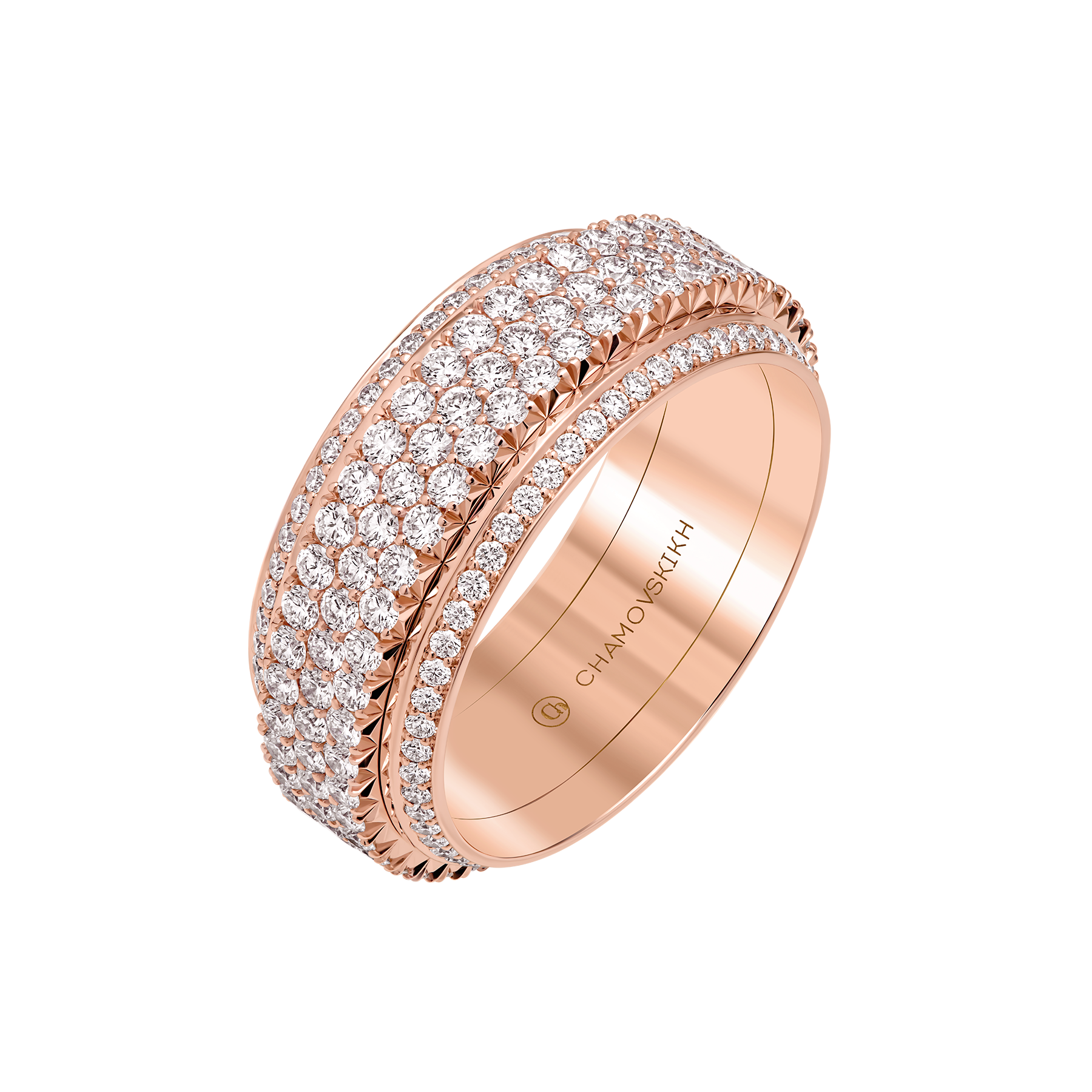 Кольцо с бриллиантами, розовое золото