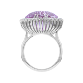 Кольцо с кунцитом и бриллиантами, белое золото