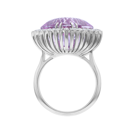 Кольцо с кунцитом и бриллиантами, белое золото 3