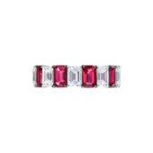 Кольцо с рубинами и бриллиантами, белое золото