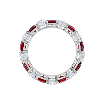 Кольцо с рубинами и бриллиантами, белое золото 3