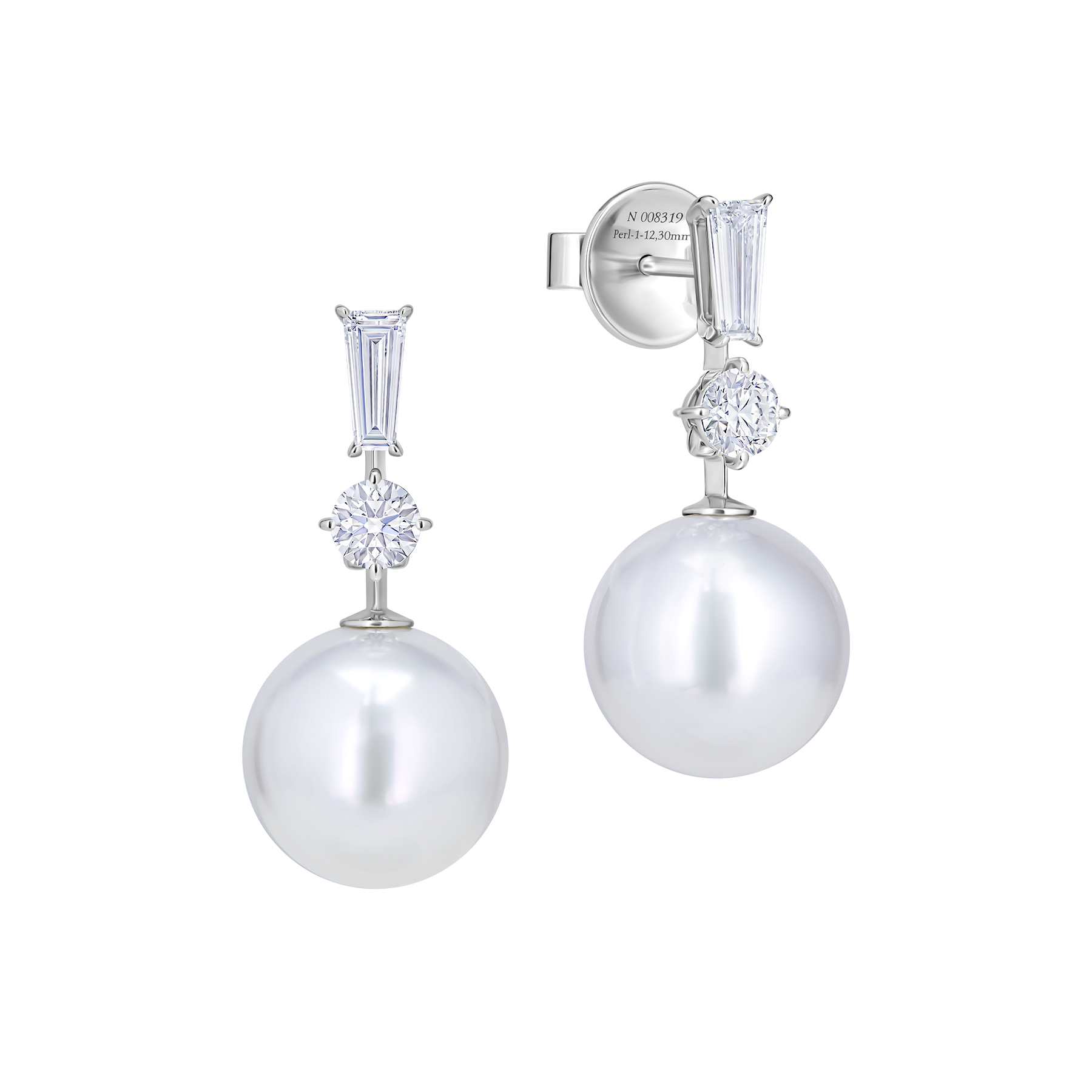 Серьги с жемчугом и бриллиантами, белое золото