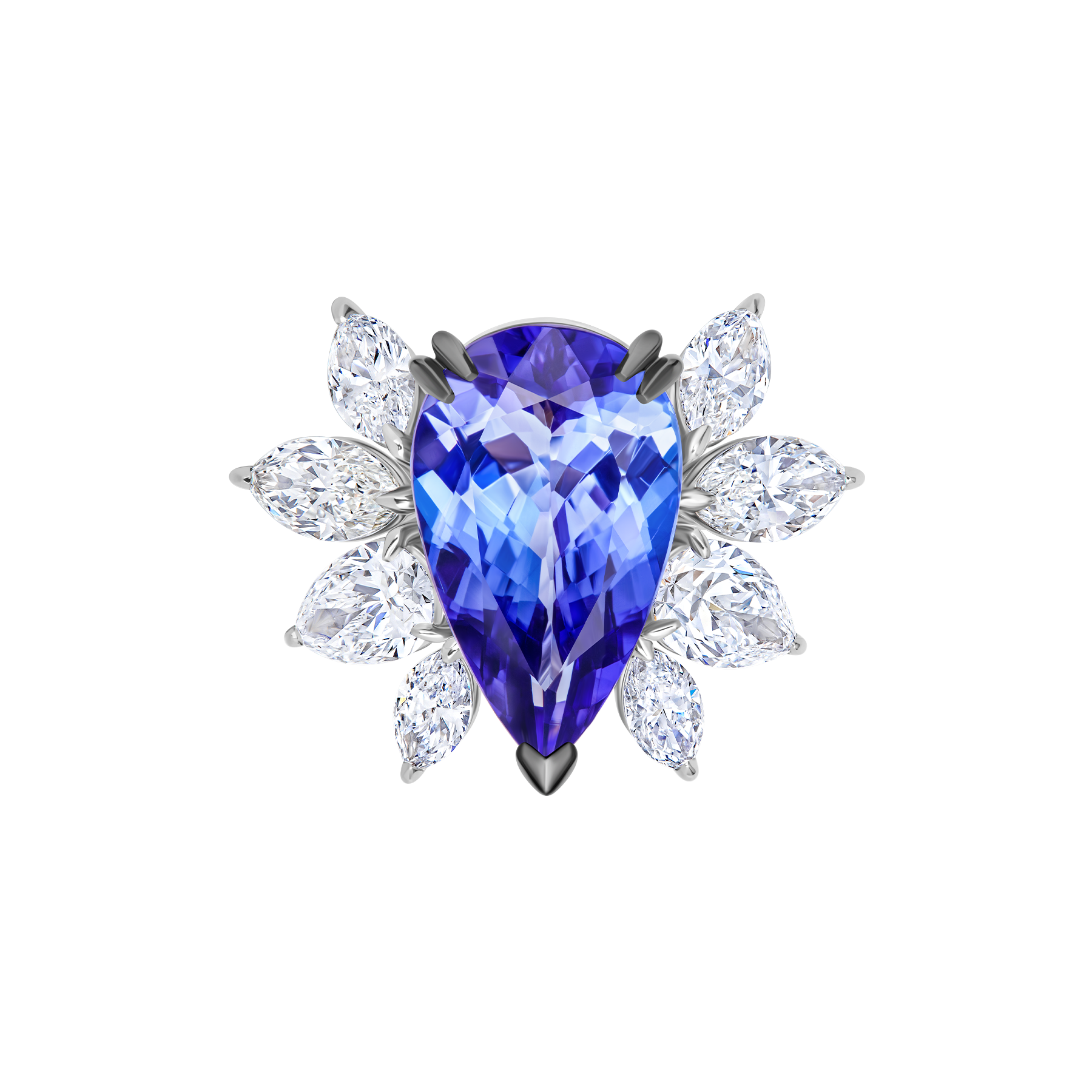 Кольцо с танзанитом и бриллиантами, белое золото